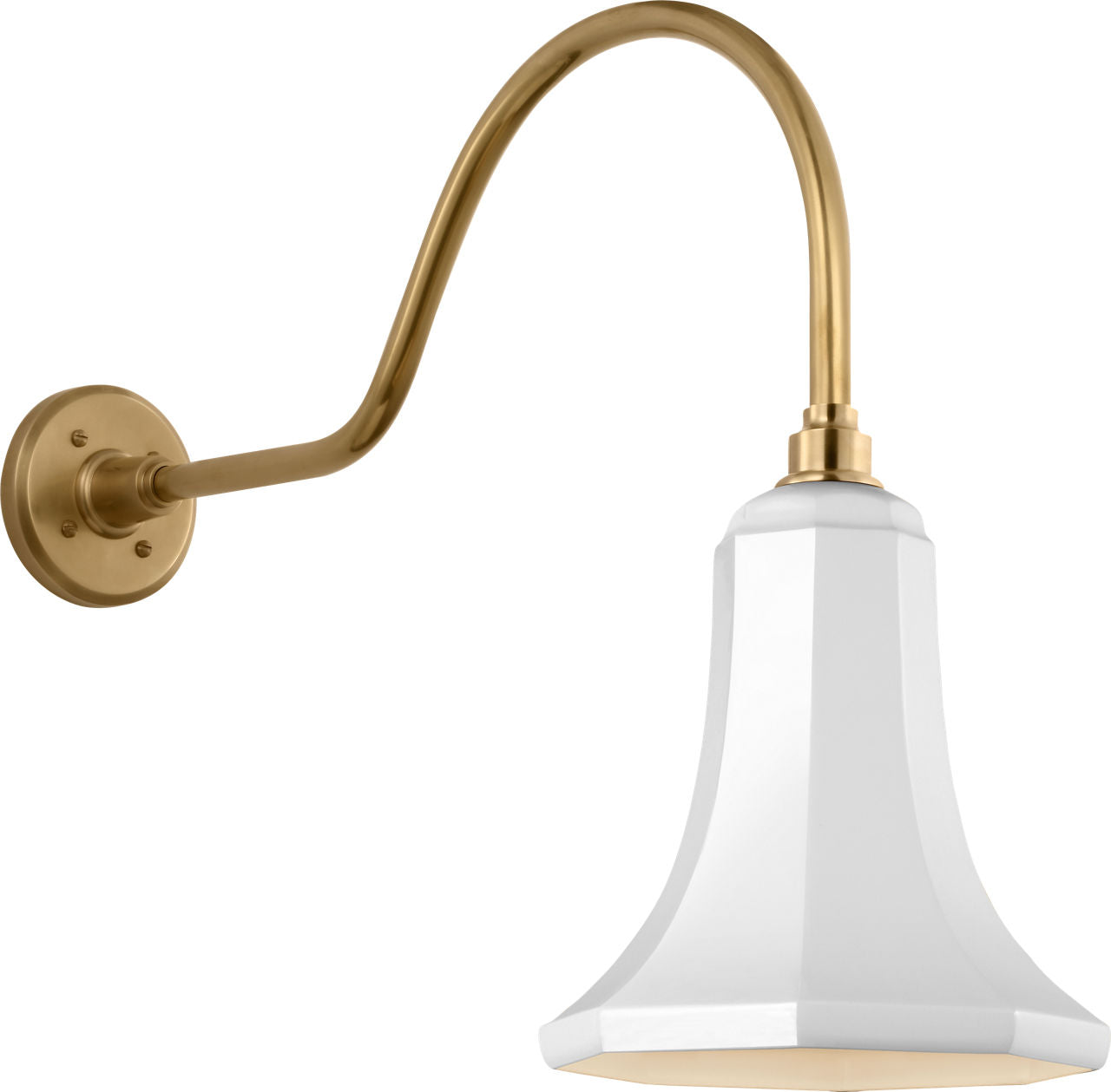 Academy 23" Flynn Barn Light | Hand-Rubbed Antique Brass | 9.25 | 9.25" White Savannah Shade