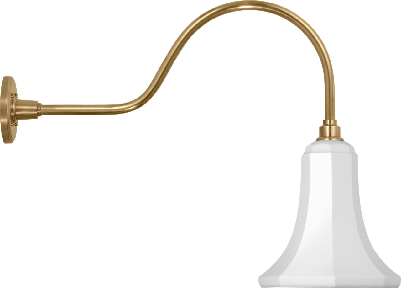 Academy 23" Flynn Barn Light | Hand-Rubbed Antique Brass | 9.25 | 9.25" White Savannah Shade