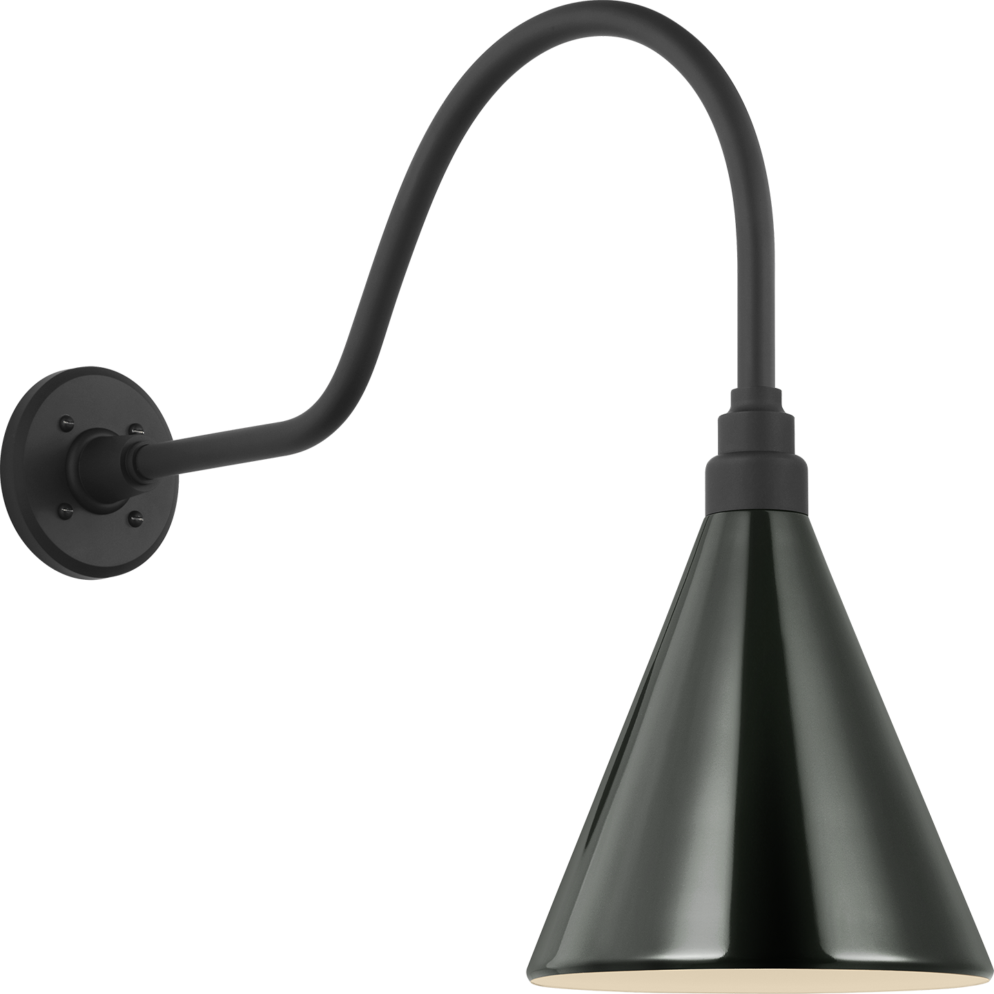 Academy 23" Flynn Barn Light | Matte Black | 9 | 9" Green Conical Savannah Shade