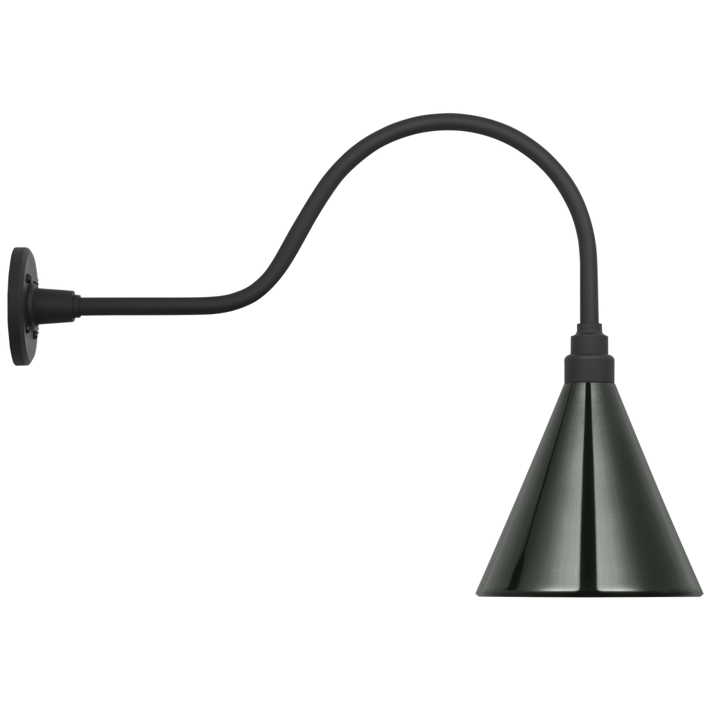 Academy 23" Flynn Barn Light | Matte Black | 9 | 9" Green Conical Savannah Shade