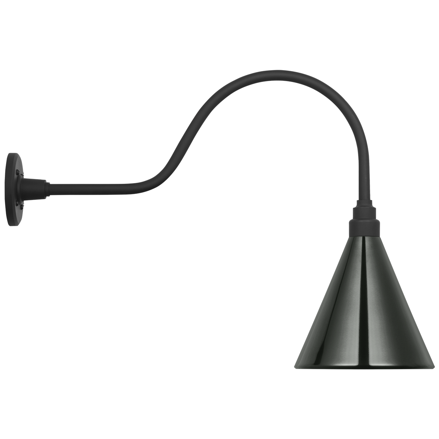 Academy 23" Flynn Barn Light | Matte Black | 9 | 9" Green Conical Savannah Shade