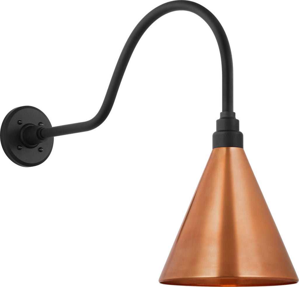 Academy 23" Flynn Barn Light | Matte Black | 9 | 9" Soft Copper Conical Savannah Shade