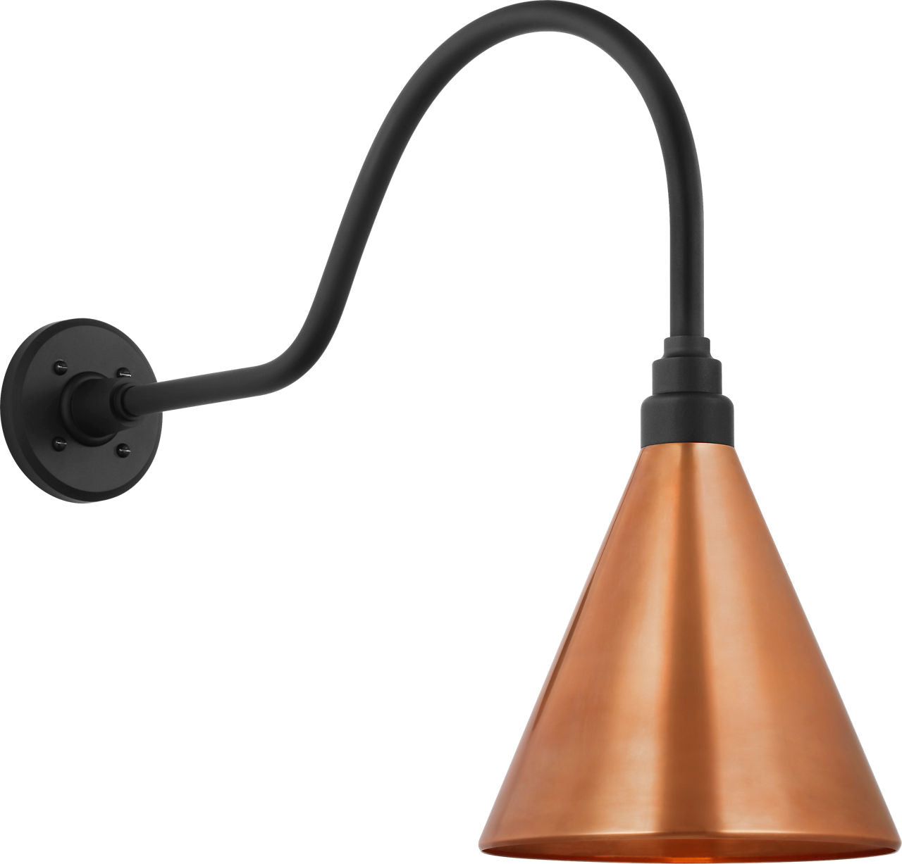 Academy 23" Flynn Barn Light | Matte Black | 9 | 9" Soft Copper Conical Savannah Shade
