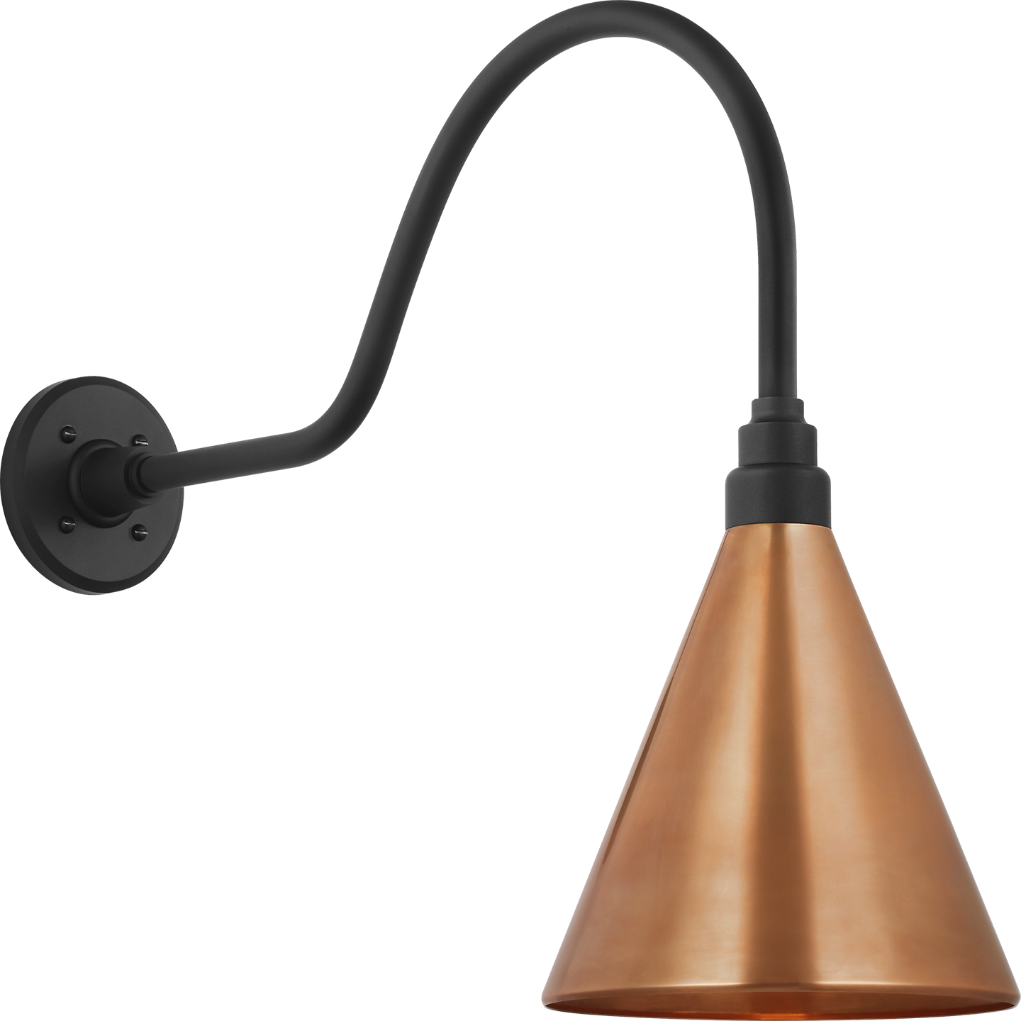Academy 23" Flynn Barn Light | Matte Black | 9 | 9" Soft Copper Conical Savannah Shade