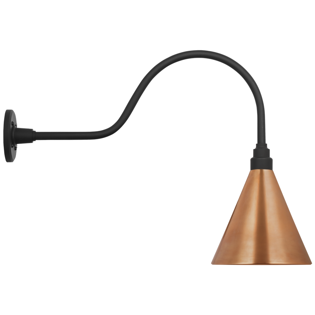 Academy 23" Flynn Barn Light | Matte Black | 9 | 9" Soft Copper Conical Savannah Shade
