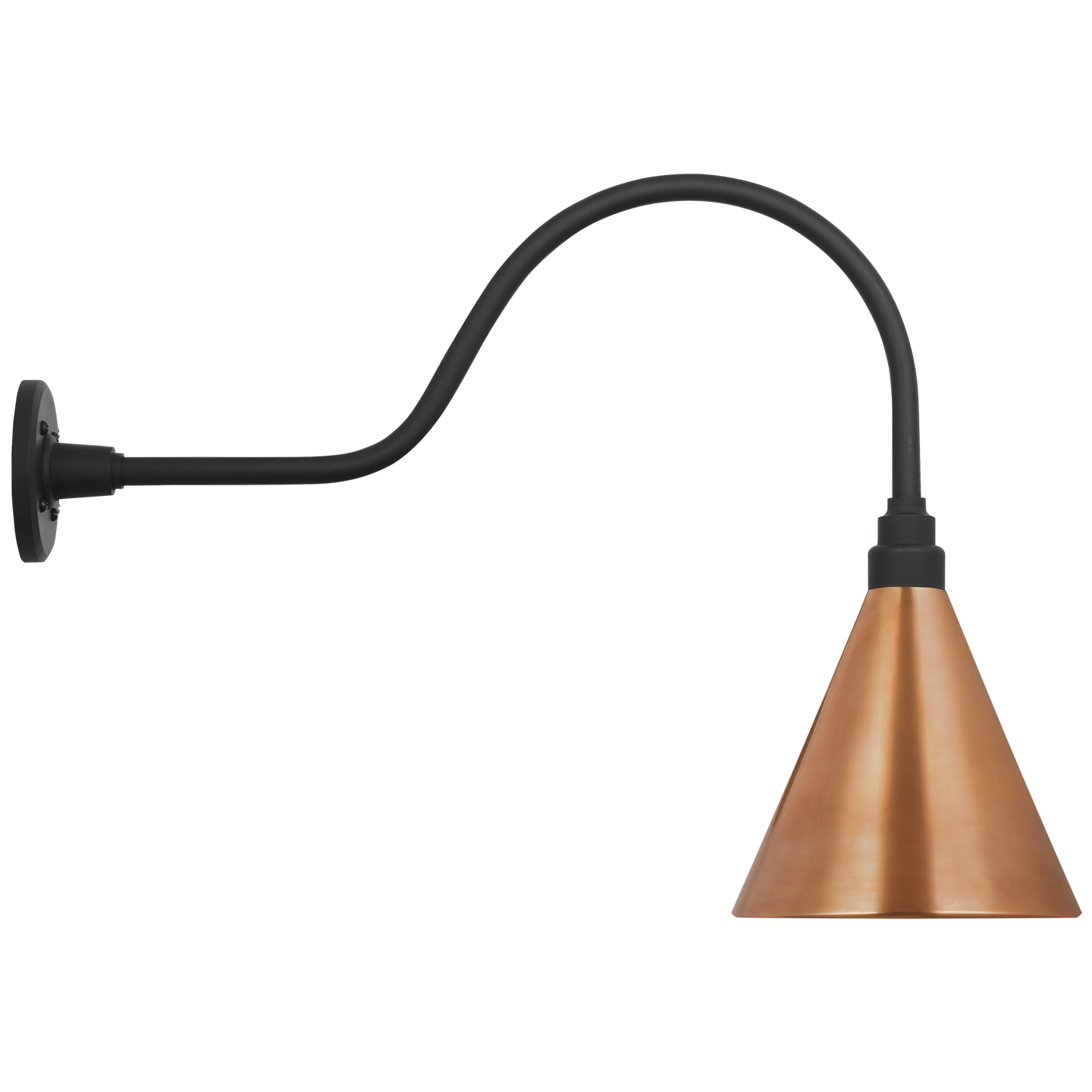 Academy 23" Flynn Barn Light | Matte Black | 9 | 9" Soft Copper Conical Savannah Shade
