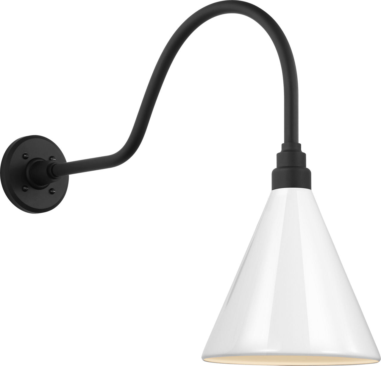 Academy 23" Flynn Barn Light | Matte Black | 9 | 9" White Conical Savannah Shade
