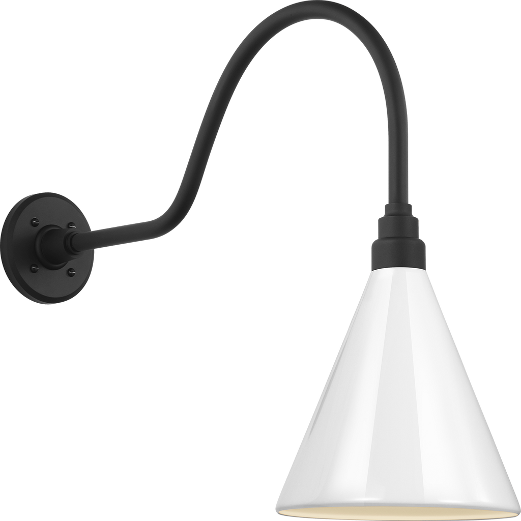 Academy 23" Flynn Barn Light | Matte Black | 9 | 9" White Conical Savannah Shade