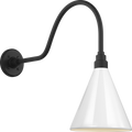 Academy 23" Flynn Barn Light | Matte Black | 9 | 9" White Conical Savannah Shade