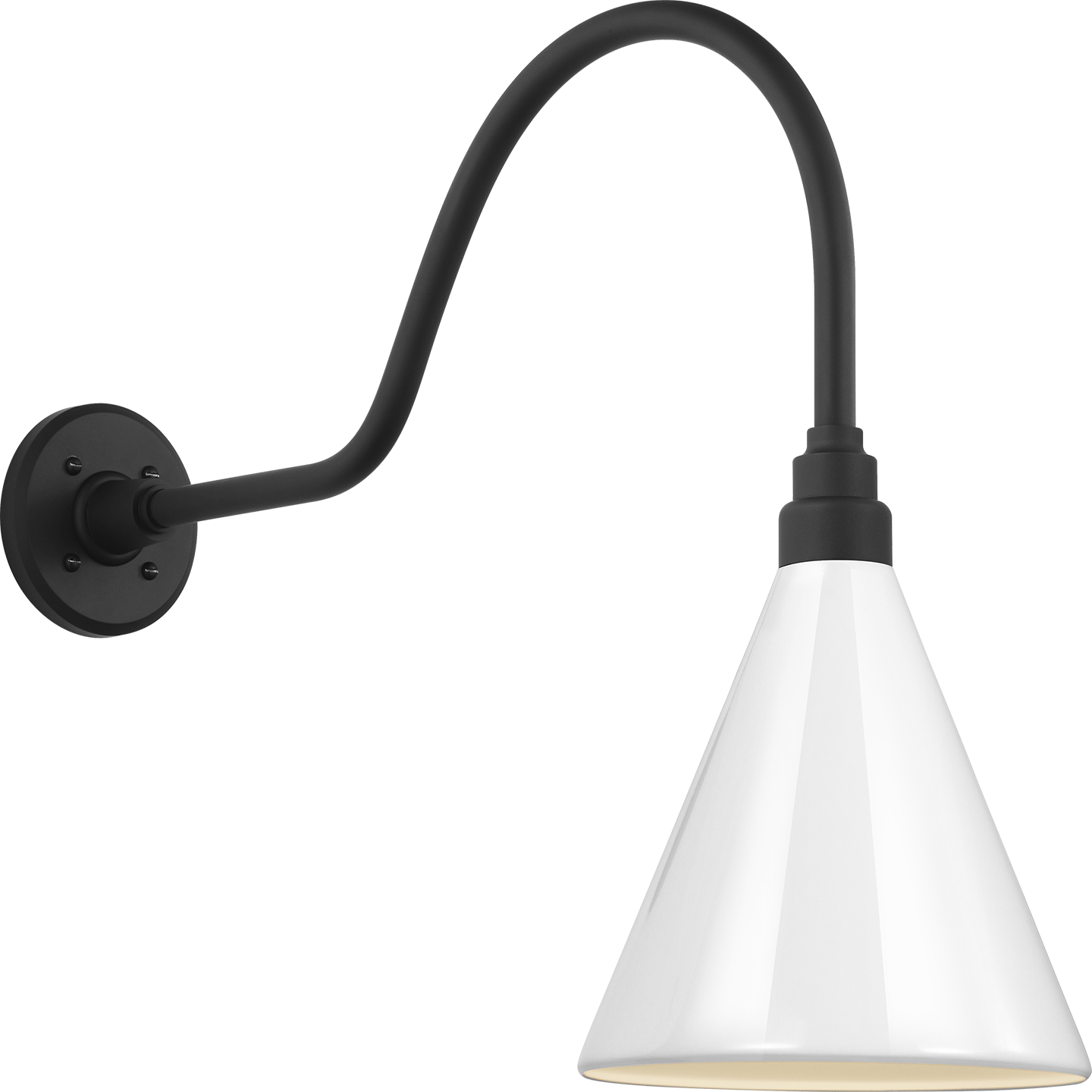 Academy 23" Flynn Barn Light | Matte Black | 9 | 9" White Conical Savannah Shade