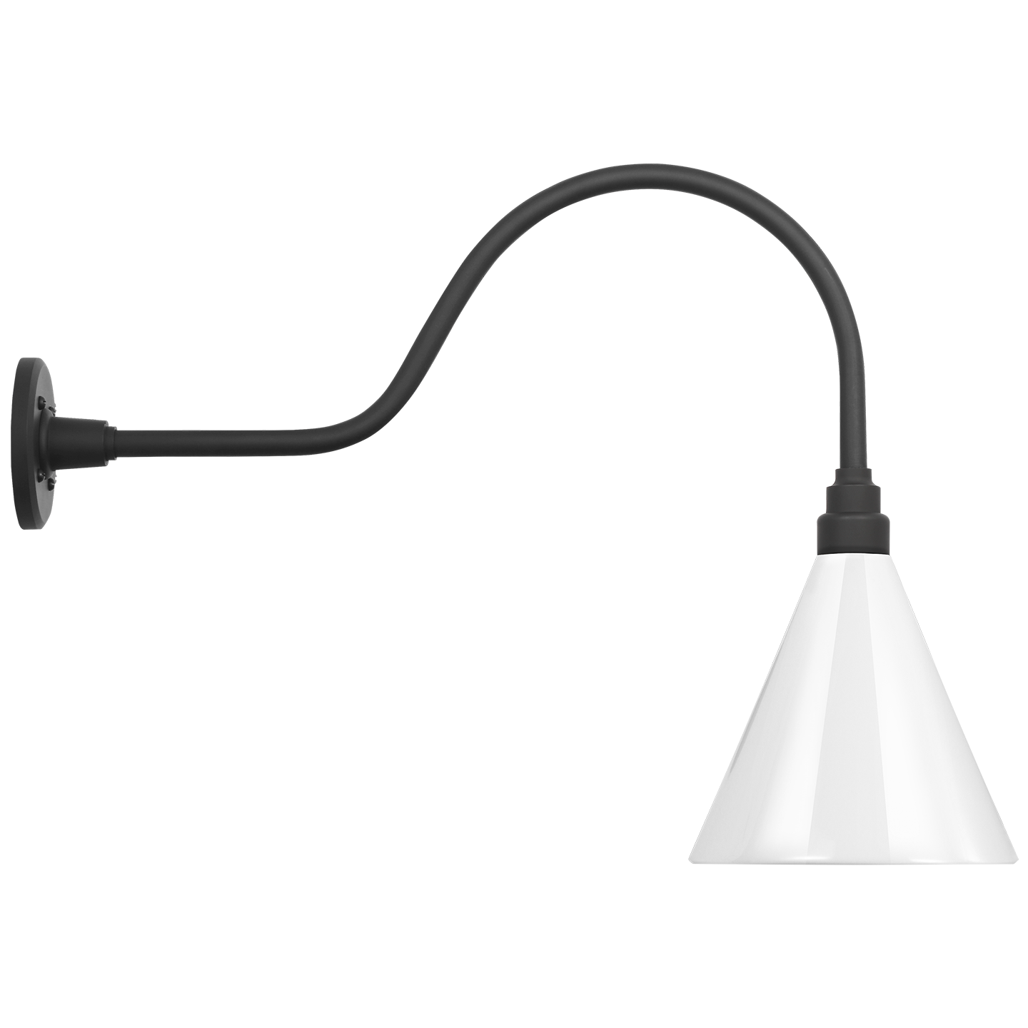 Academy 23" Flynn Barn Light | Matte Black | 9 | 9" White Conical Savannah Shade