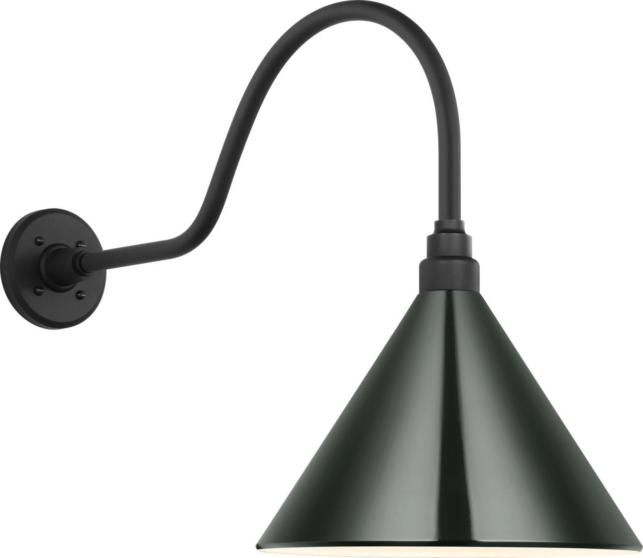 Academy 23" Flynn Barn Light | Matte Black | 12.5 | 12.5" Green Conical Savannah Shade