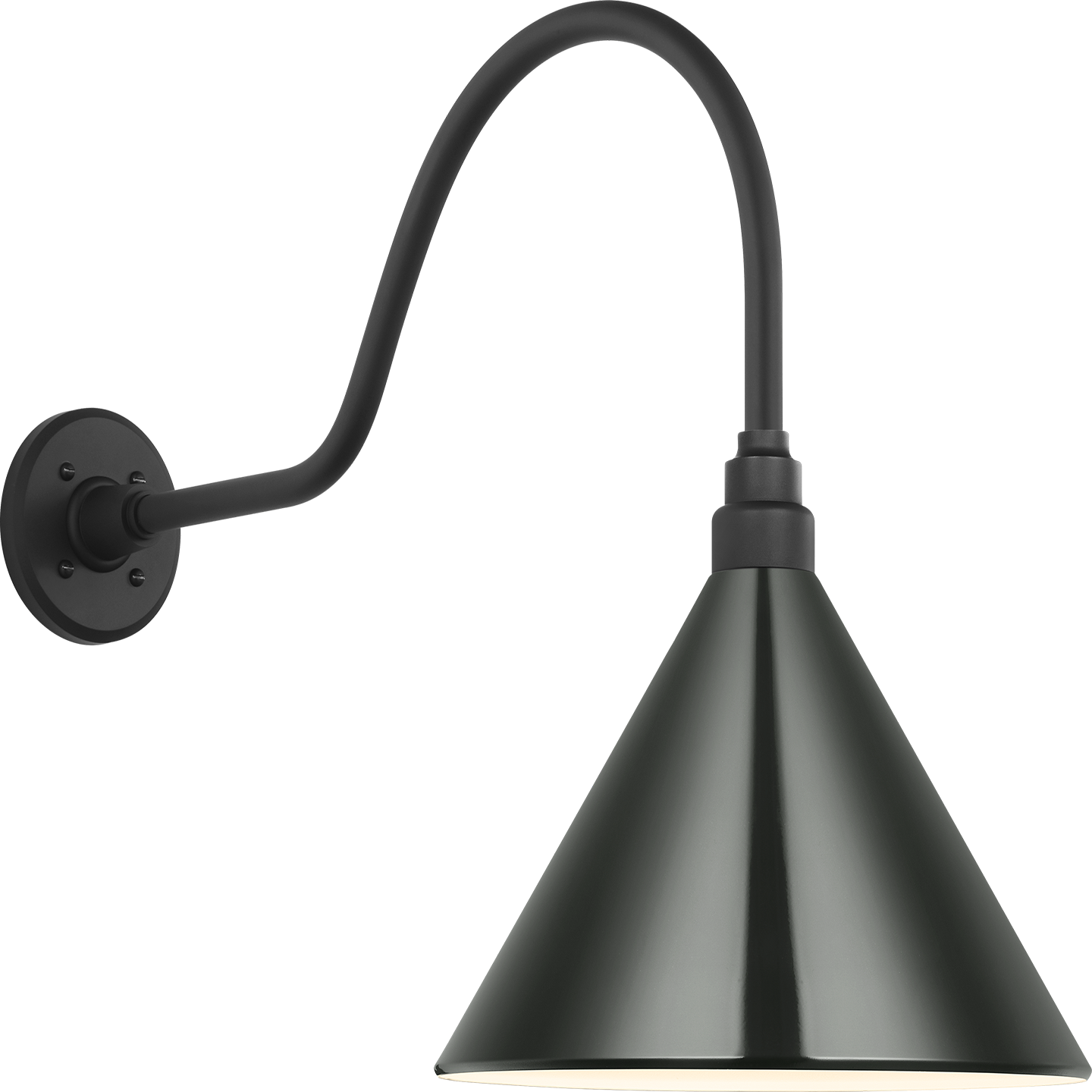 Academy 23" Flynn Barn Light | Matte Black | 12.5 | 12.5" Green Conical Savannah Shade