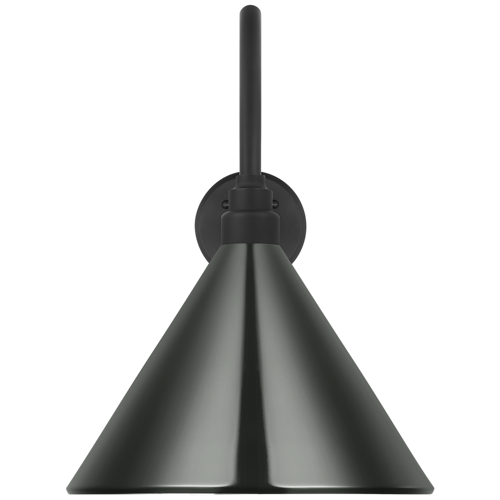 Academy 23" Flynn Barn Light | Matte Black | 12.5 | 12.5" Green Conical Savannah Shade
