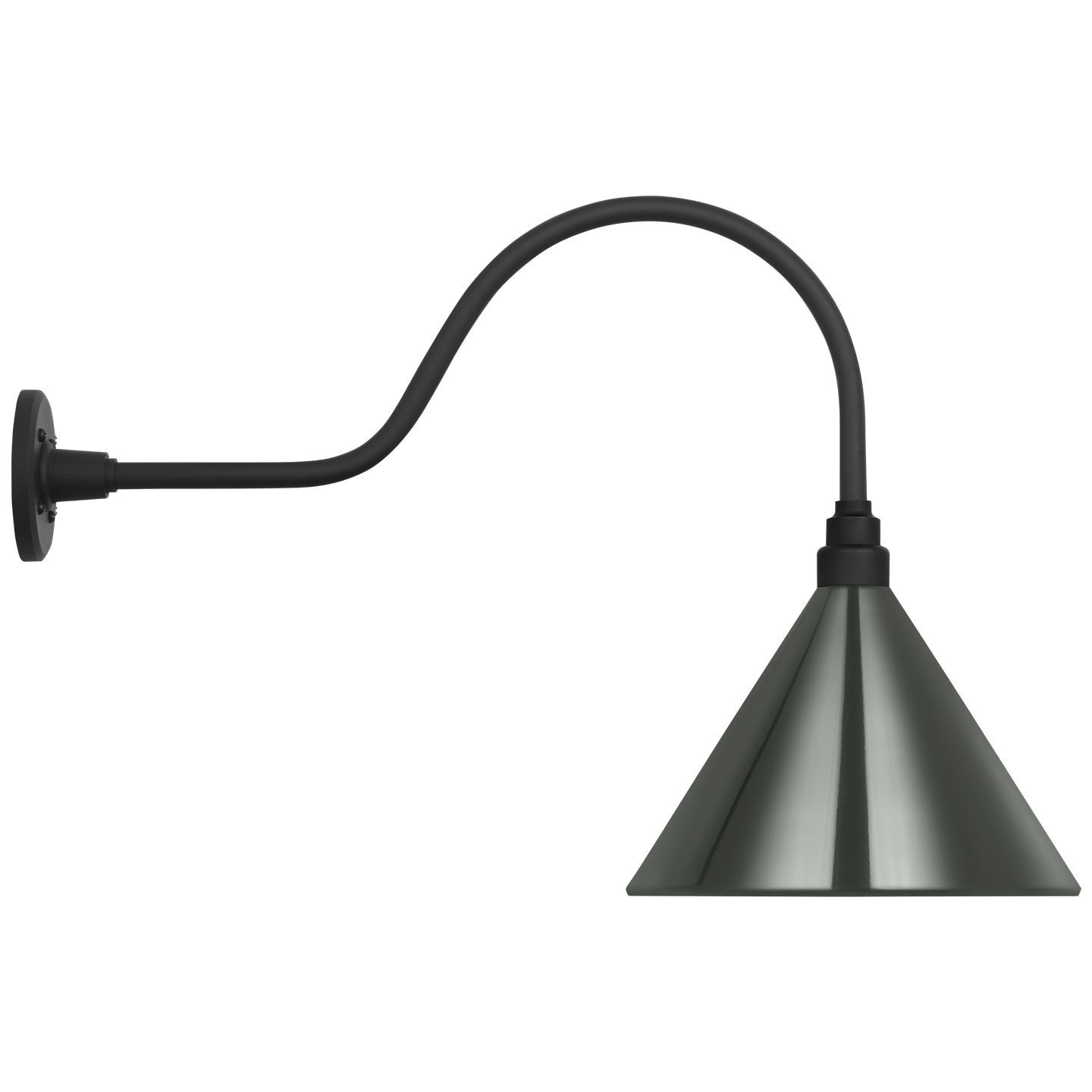 Academy 23" Flynn Barn Light | Matte Black | 12.5 | 12.5" Green Conical Savannah Shade