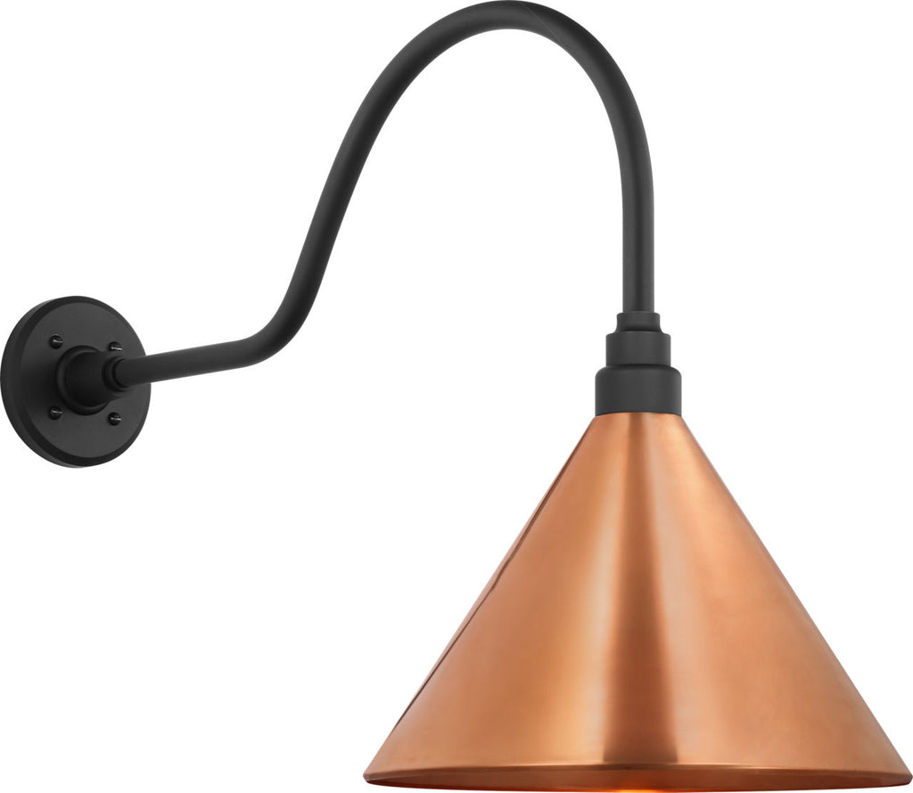 Academy 23" Flynn Barn Light | Matte Black | 12.5 | 12.5" Soft Copper Conical Savannah Shade