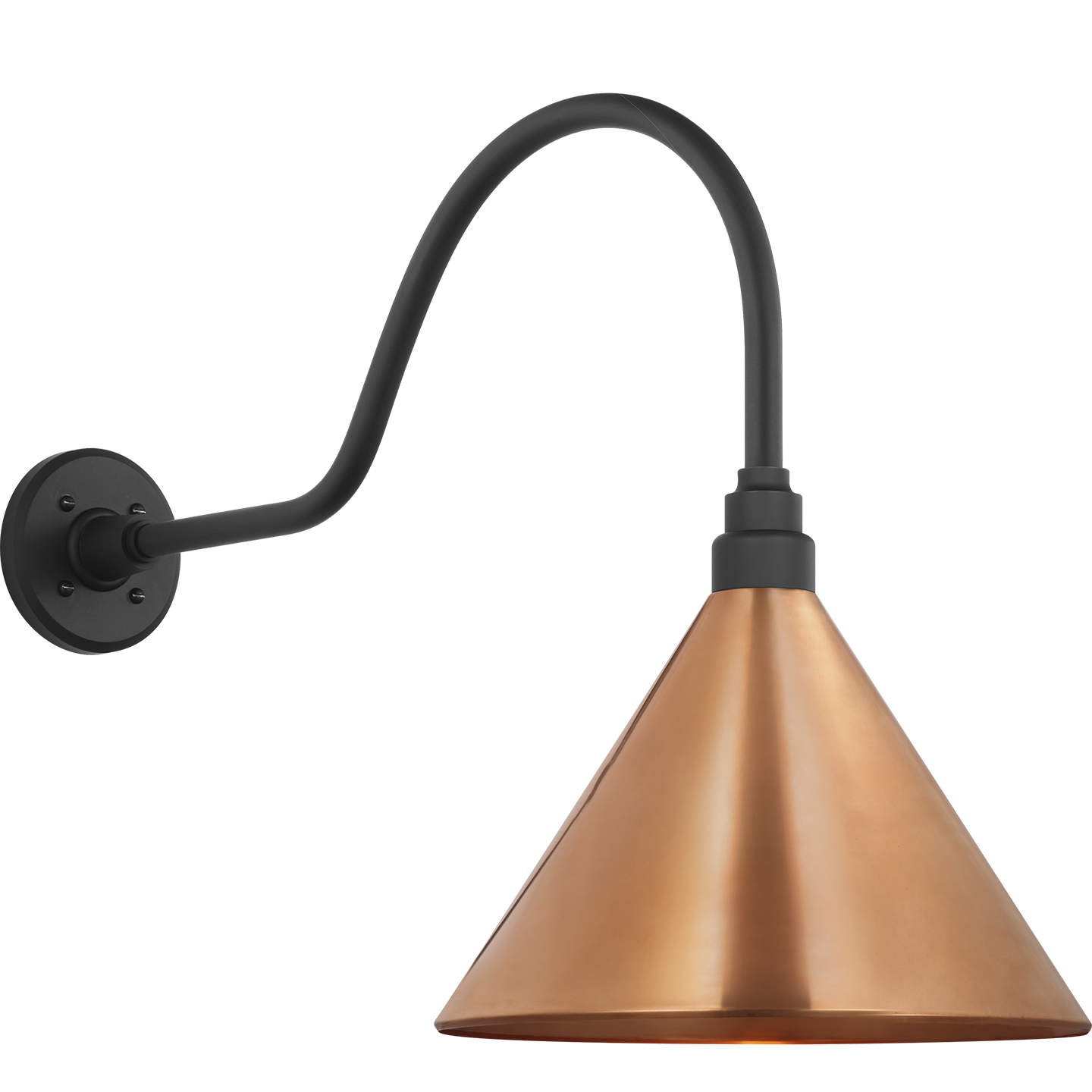 Academy 23" Flynn Barn Light | Matte Black | 12.5 | 12.5" Soft Copper Conical Savannah Shade
