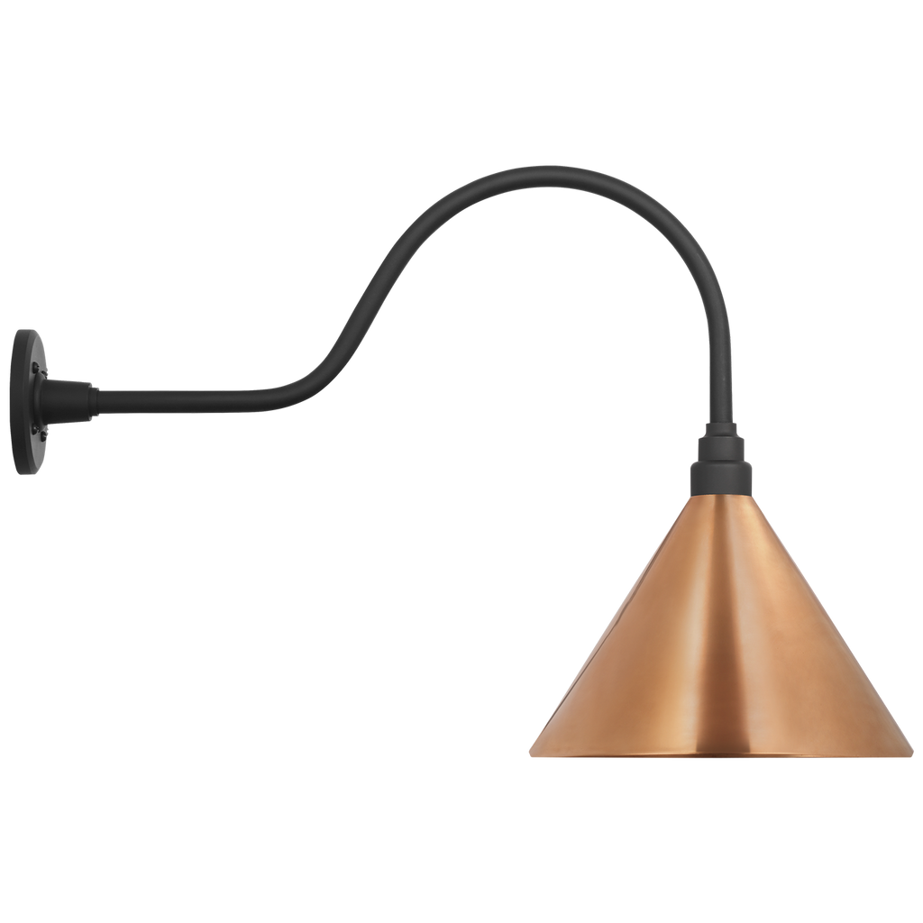 Academy 23" Flynn Barn Light | Matte Black | 12.5 | 12.5" Soft Copper Conical Savannah Shade