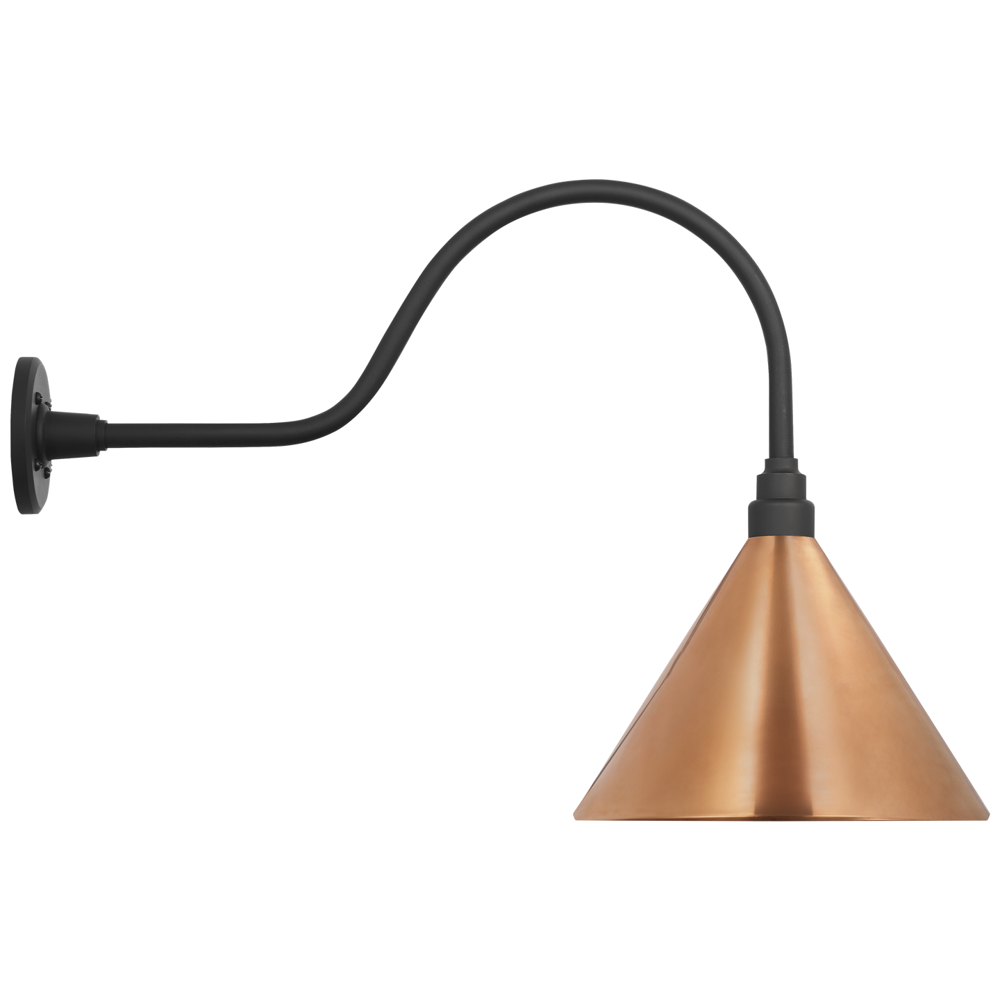 Academy 23" Flynn Barn Light | Matte Black | 12.5 | 12.5" Soft Copper Conical Savannah Shade