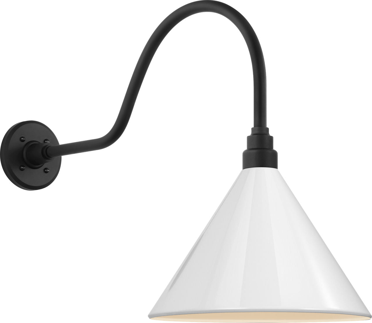Academy 23" Flynn Barn Light | Matte Black | 12.5 | 12.5" White Conical Savannah Shade