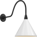Academy 23" Flynn Barn Light | Matte Black | 12.5 | 12.5" White Conical Savannah Shade