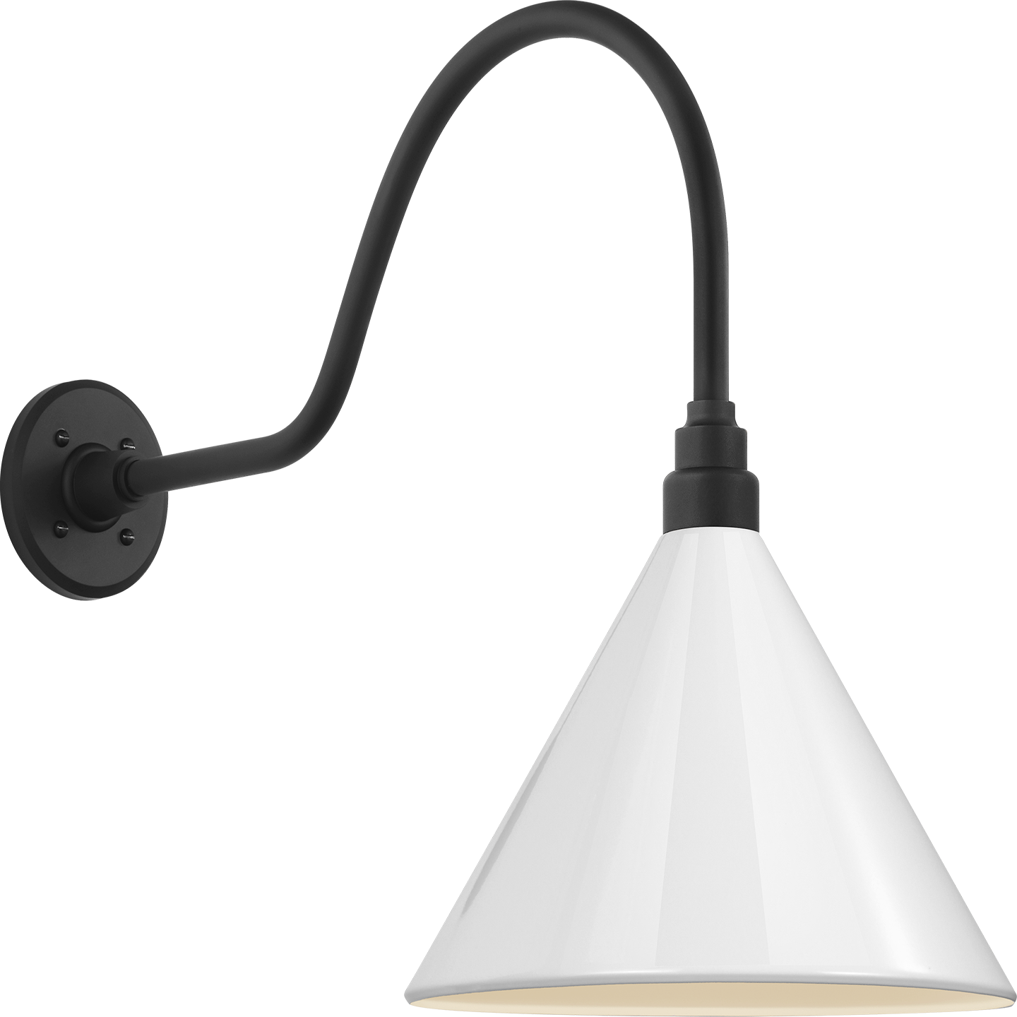 Academy 23" Flynn Barn Light | Matte Black | 12.5 | 12.5" White Conical Savannah Shade