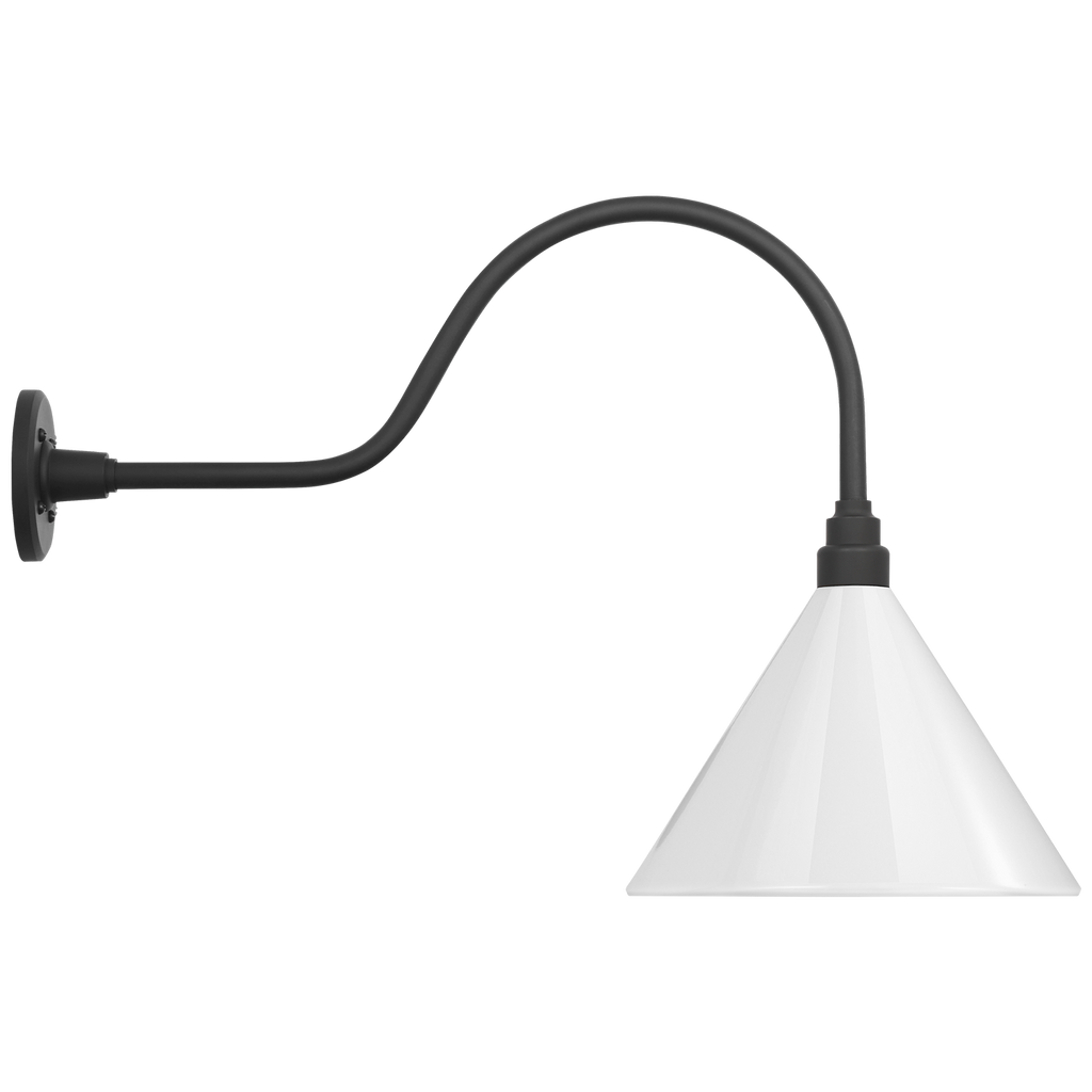 Academy 23" Flynn Barn Light | Matte Black | 12.5 | 12.5" White Conical Savannah Shade
