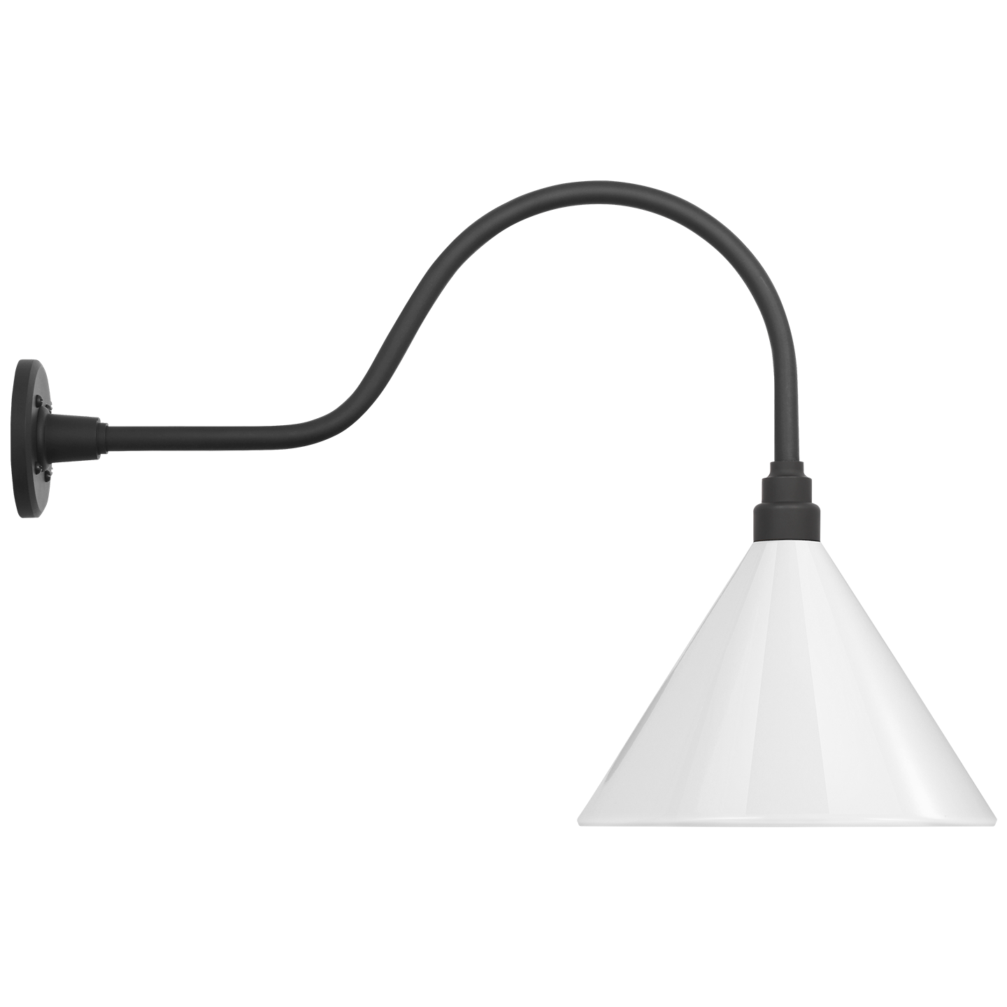 Academy 23" Flynn Barn Light | Matte Black | 12.5 | 12.5" White Conical Savannah Shade