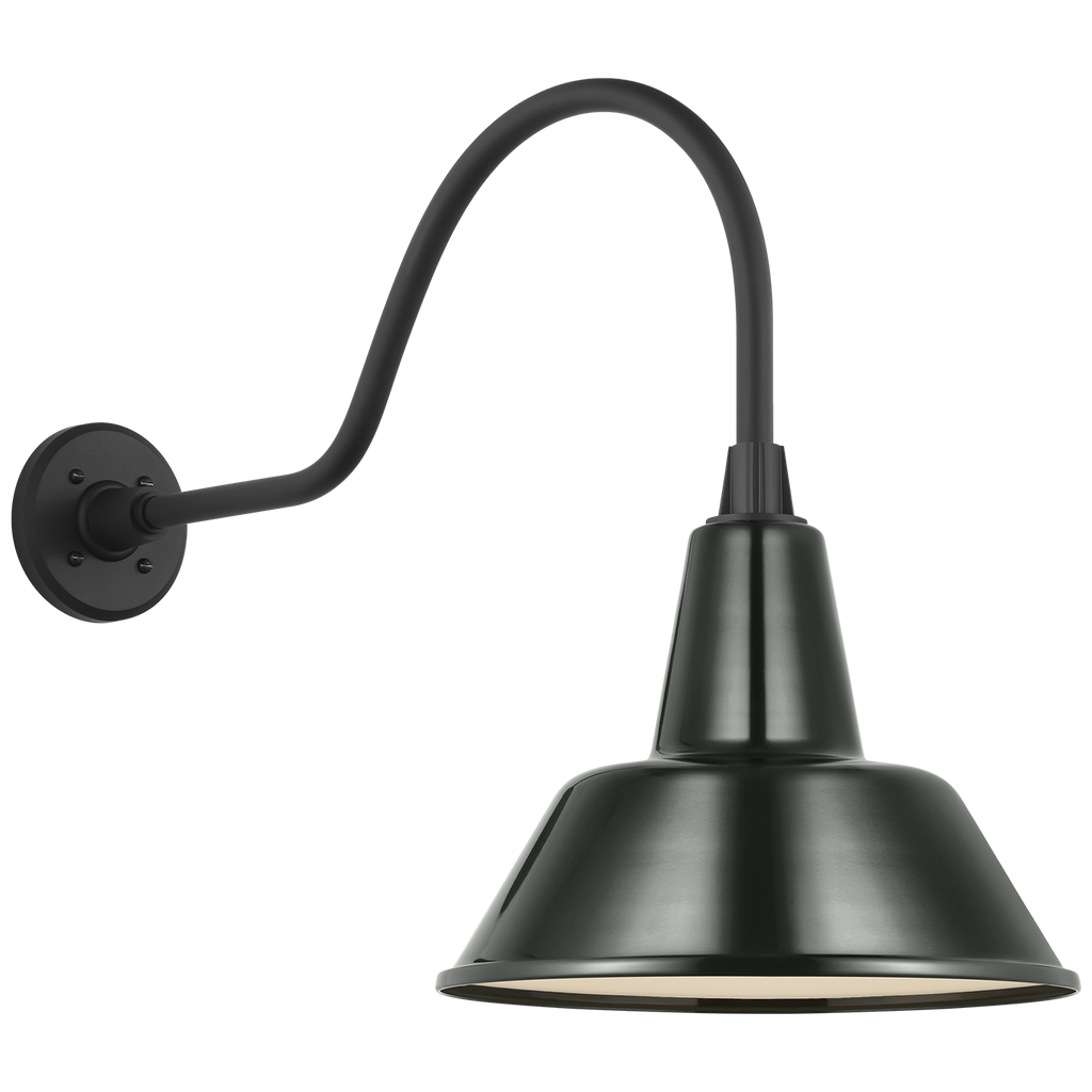 Academy 23" Flynn Barn Light | Matte Black | 12.5 | 12.5" Green Bowers Shade