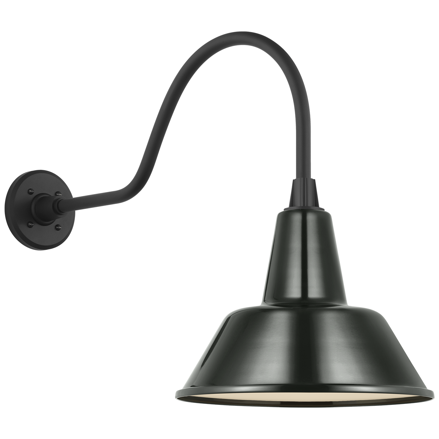Academy 23" Flynn Barn Light | Matte Black | 12.5 | 12.5" Green Bowers Shade