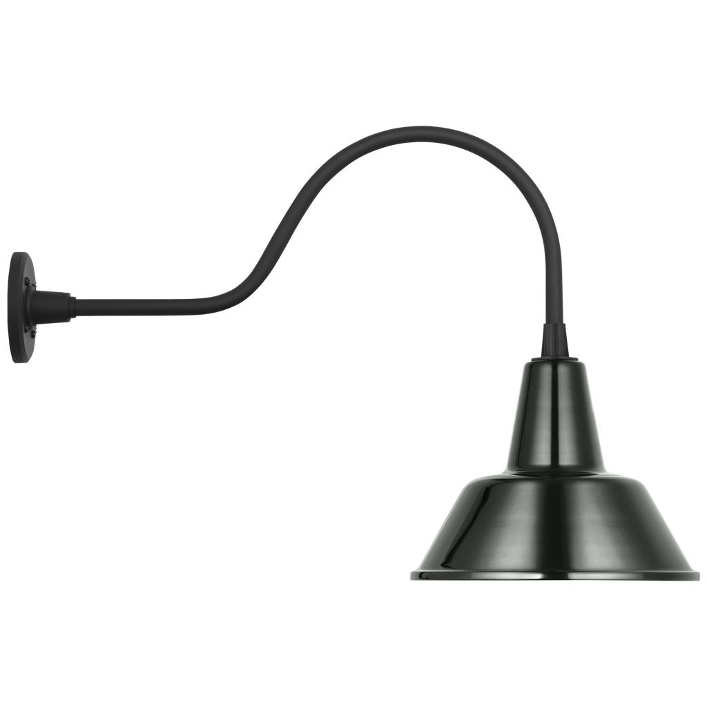 Academy 23" Flynn Barn Light | Matte Black | 12.5 | 12.5" Green Bowers Shade
