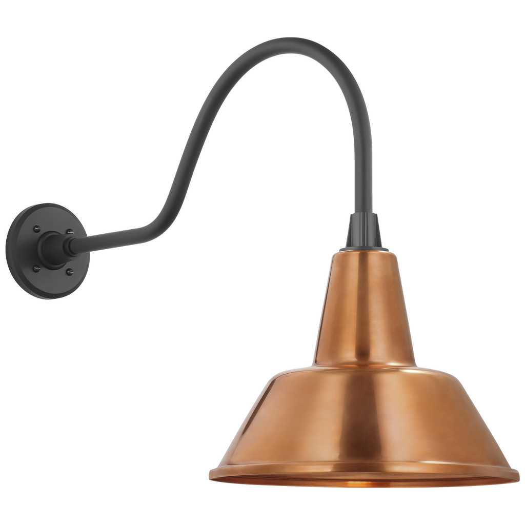 Academy 23" Flynn Barn Light | Matte Black | 12.5 | 12.5" Soft Copper Bowers Shade