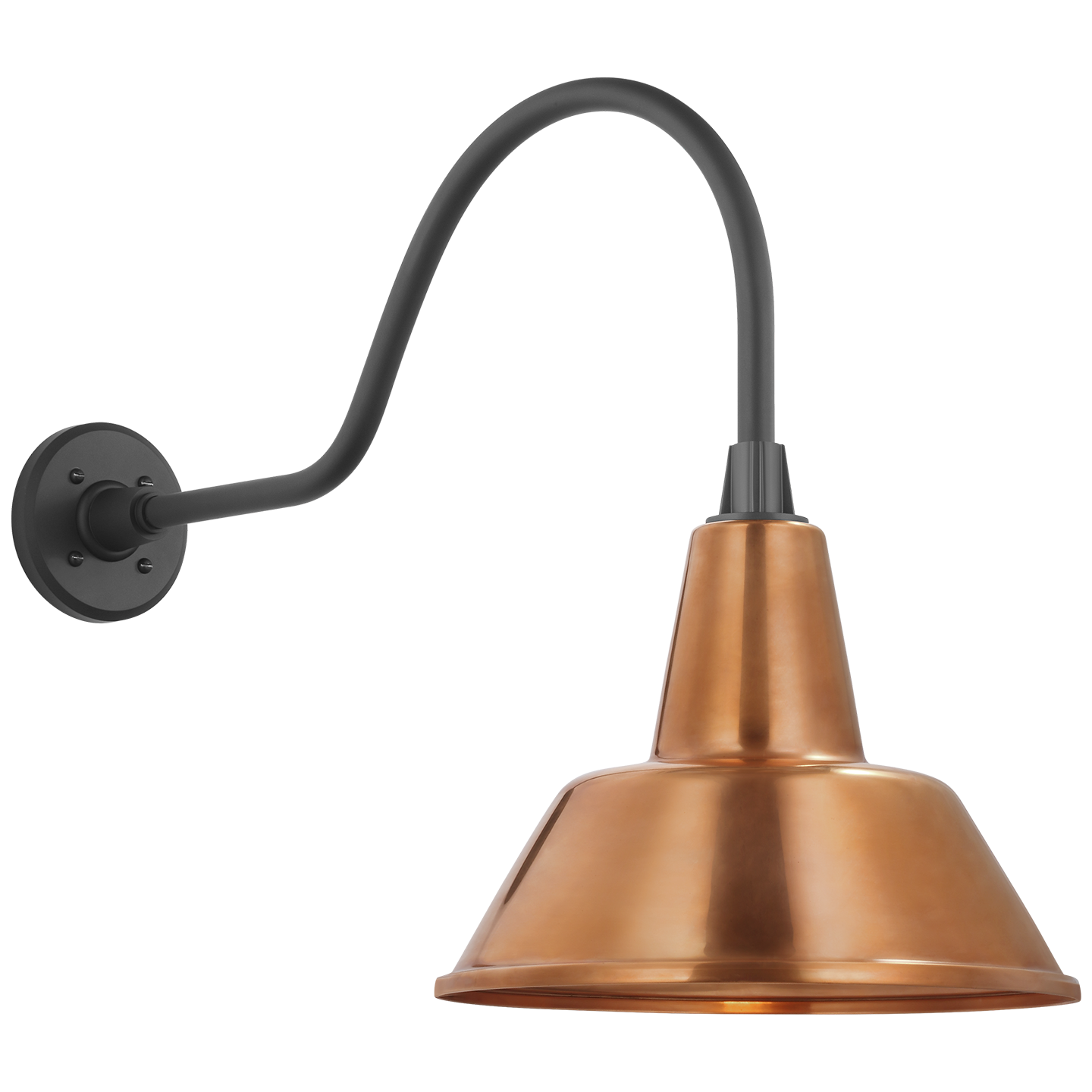 Academy 23" Flynn Barn Light | Matte Black | 12.5 | 12.5" Soft Copper Bowers Shade