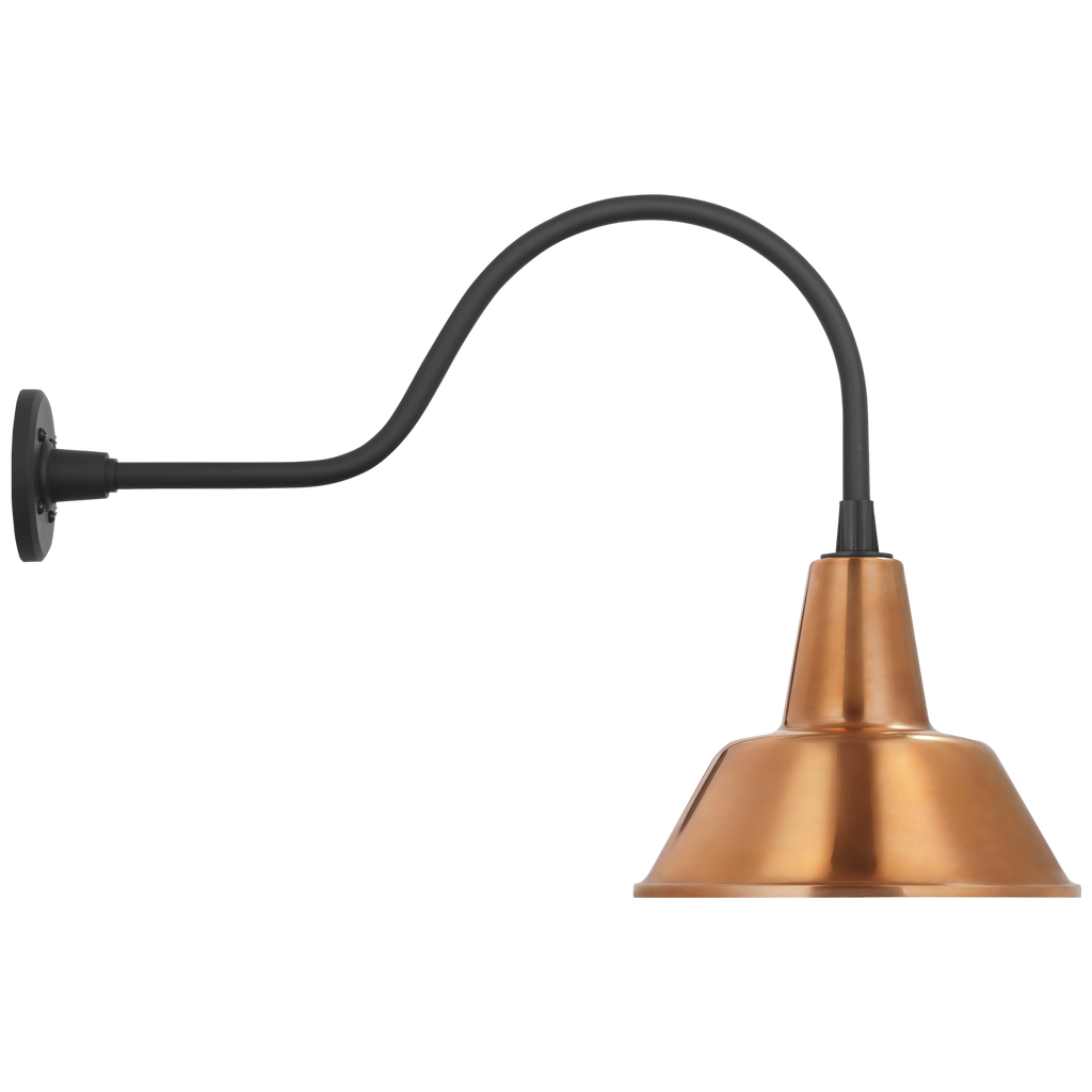 Academy 23" Flynn Barn Light | Matte Black | 12.5 | 12.5" Soft Copper Bowers Shade