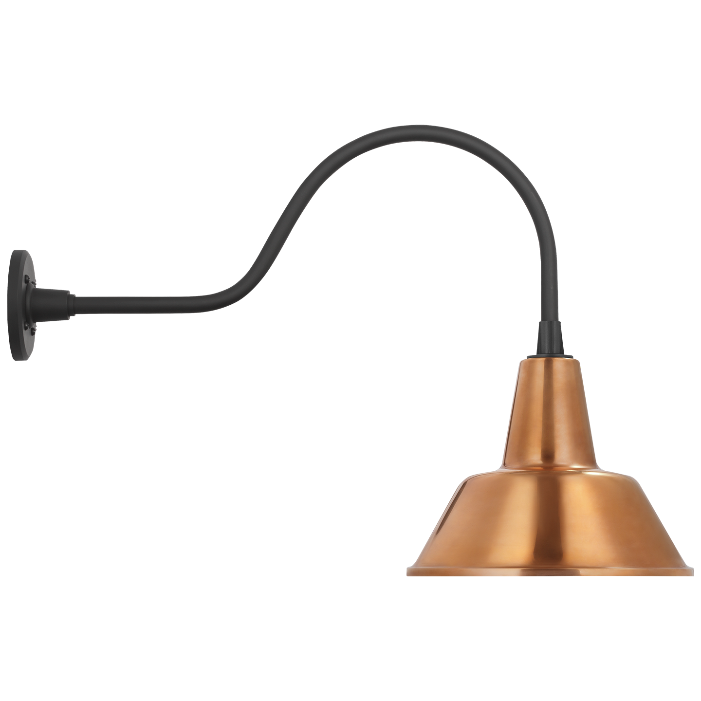 Academy 23" Flynn Barn Light | Matte Black | 12.5 | 12.5" Soft Copper Bowers Shade