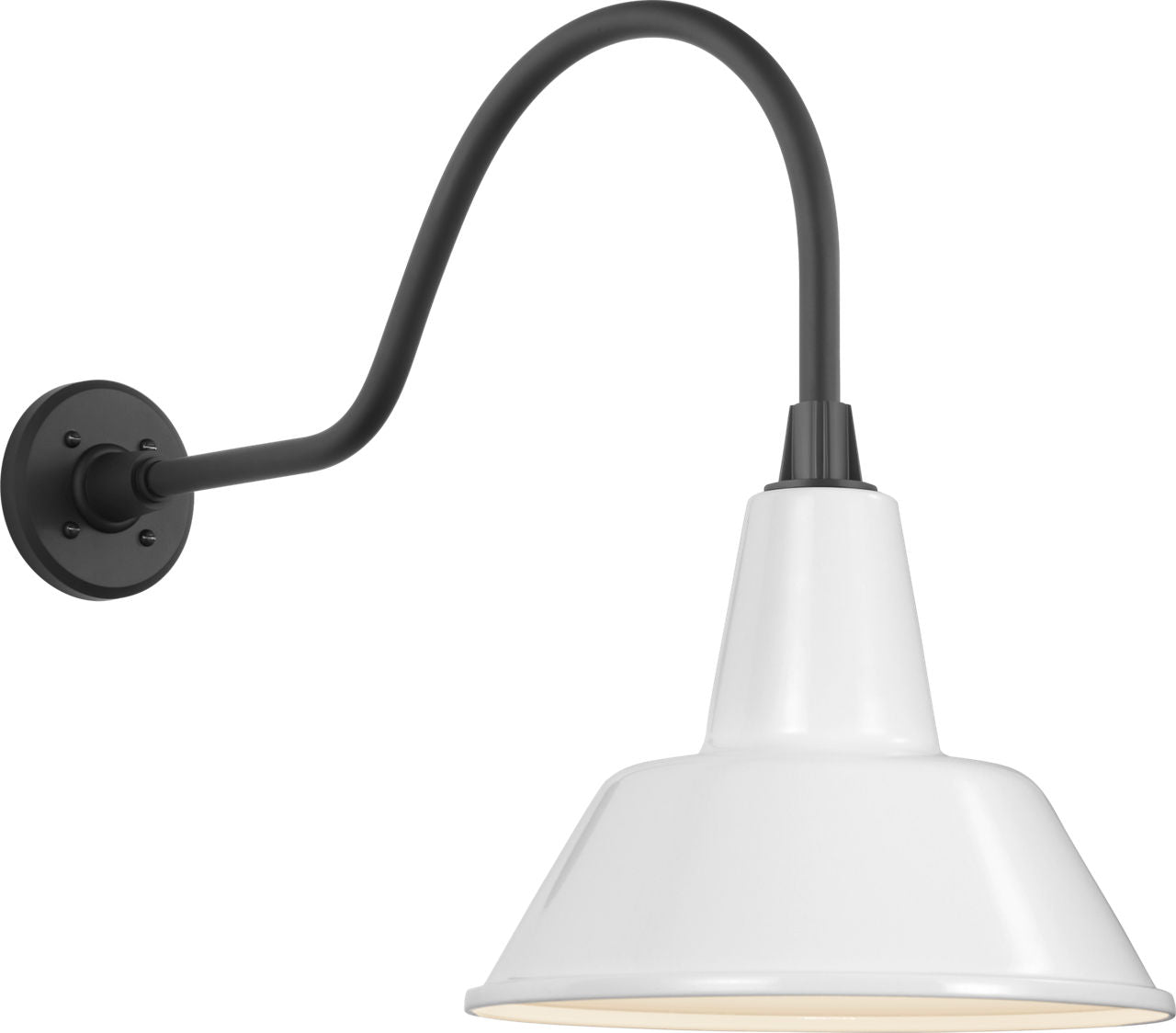 Academy 23" Flynn Barn Light | Matte Black | 12.5 | 12.5" White Bowers Shade