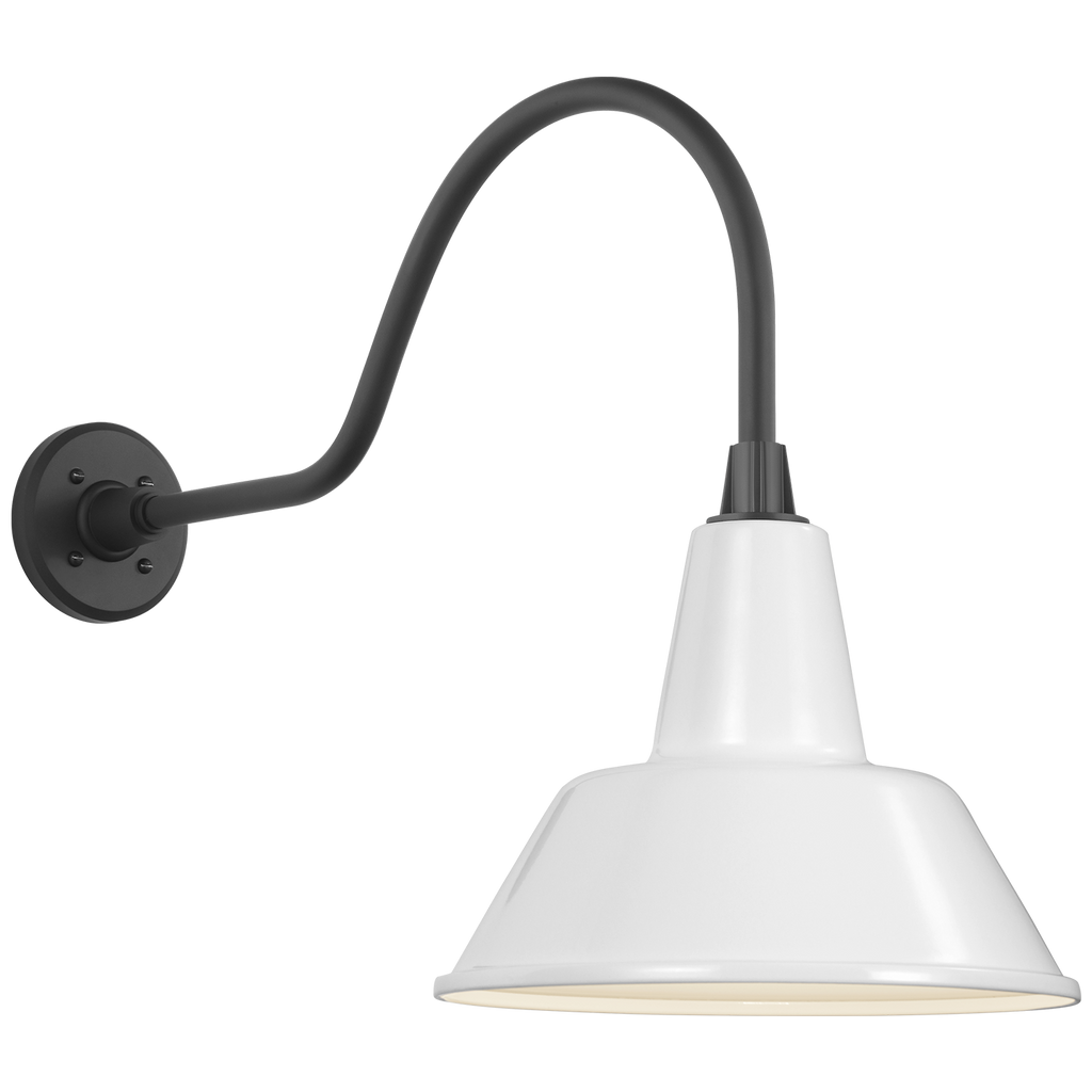 Academy 23" Flynn Barn Light | Matte Black | 12.5 | 12.5" White Bowers Shade