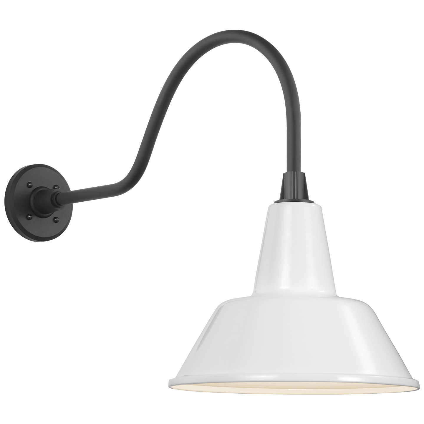 Academy 23" Flynn Barn Light | Matte Black | 12.5 | 12.5" White Bowers Shade