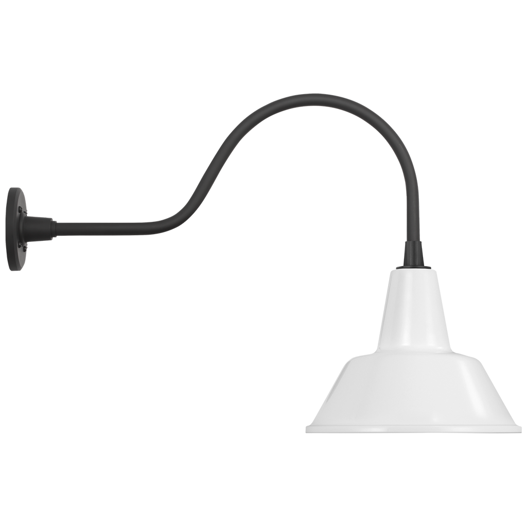 Academy 23" Flynn Barn Light | Matte Black | 12.5 | 12.5" White Bowers Shade