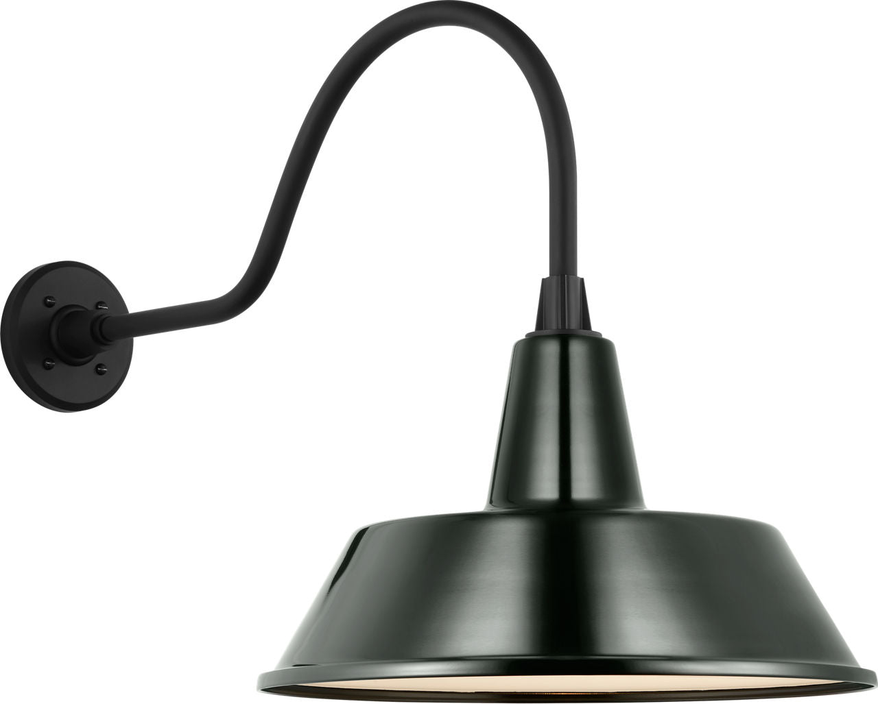 Academy 23" Flynn Barn Light | Matte Black | 16 | 16" Green Bowers Shade