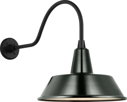 Academy 23" Flynn Barn Light | Matte Black | 16 | 16" Green Bowers Shade