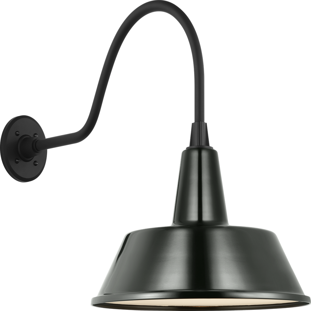 Academy 23" Flynn Barn Light | Matte Black | 16 | 16" Green Bowers Shade