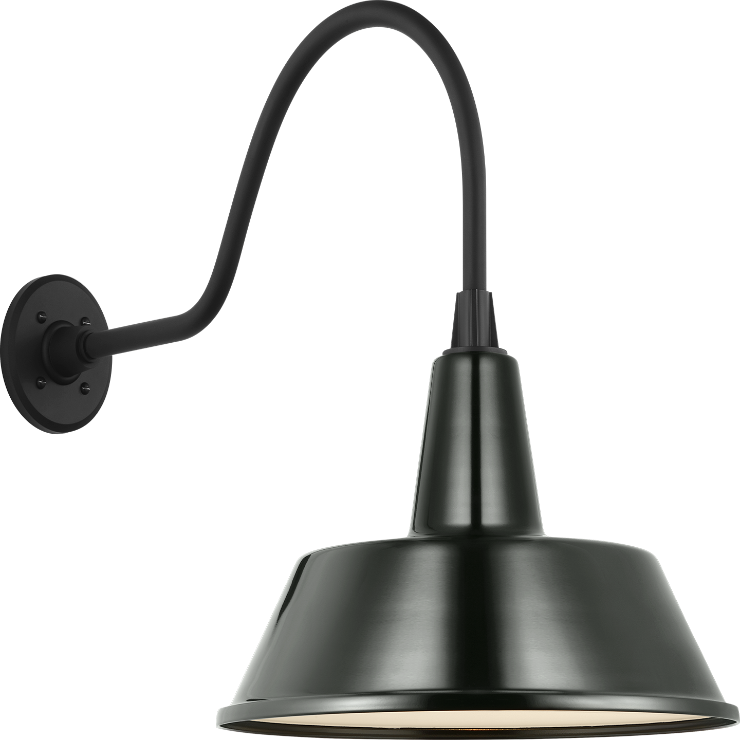 Academy 23" Flynn Barn Light | Matte Black | 16 | 16" Green Bowers Shade
