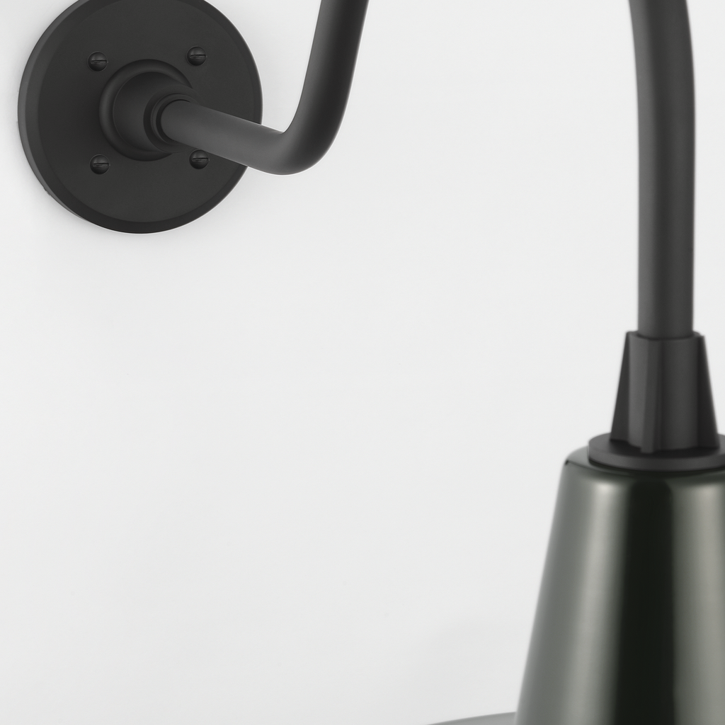 Academy 23" Flynn Barn Light | Matte Black | 16 | 16" Green Bowers Shade