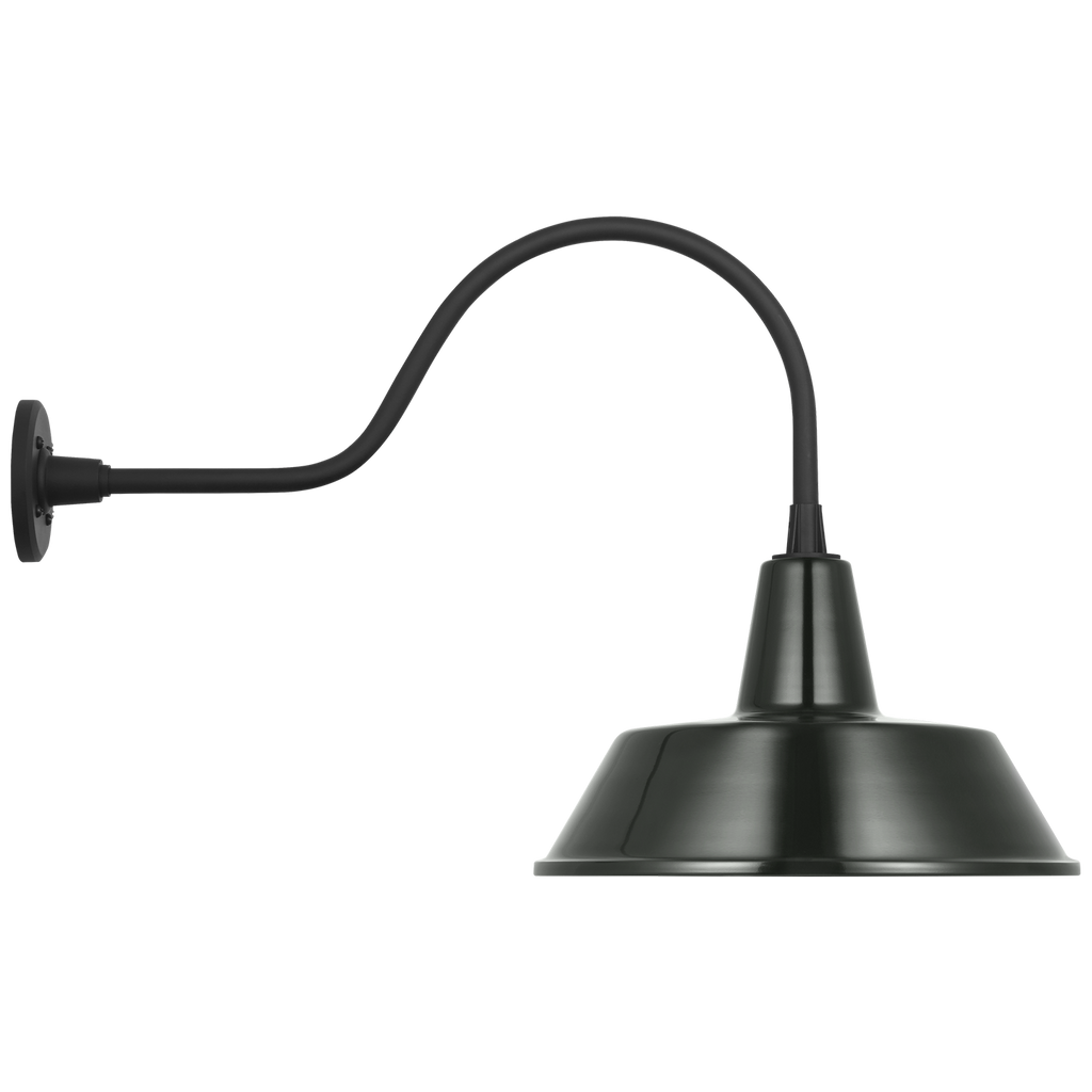 Academy 23" Flynn Barn Light | Matte Black | 16 | 16" Green Bowers Shade