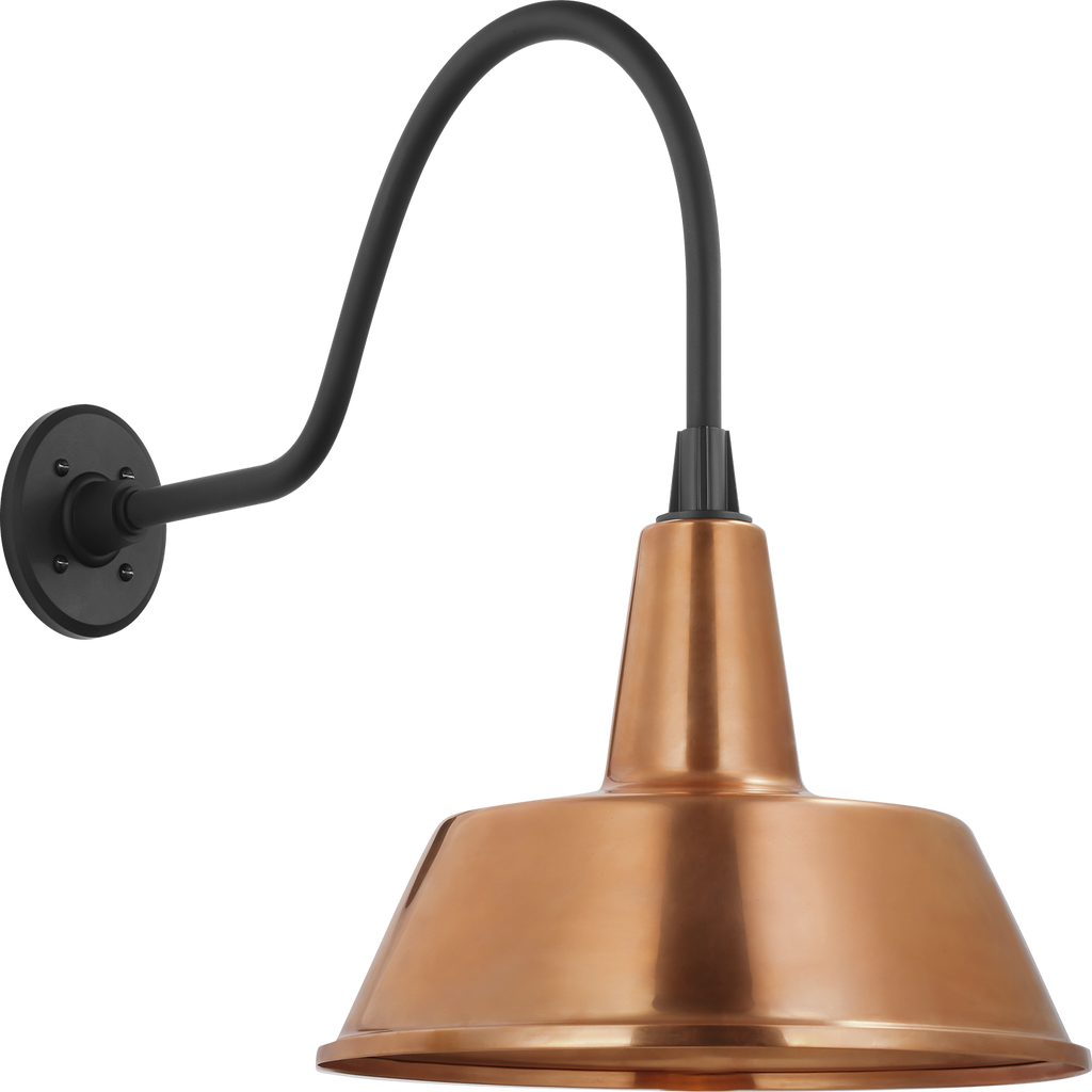 Academy 23" Flynn Barn Light | Matte Black | 16 | 16" Soft Copper Bowers Shade