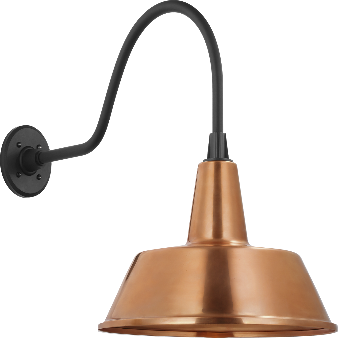 Academy 23" Flynn Barn Light | Matte Black | 16 | 16" Soft Copper Bowers Shade