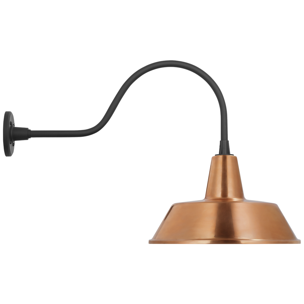 Academy 23" Flynn Barn Light | Matte Black | 16 | 16" Soft Copper Bowers Shade
