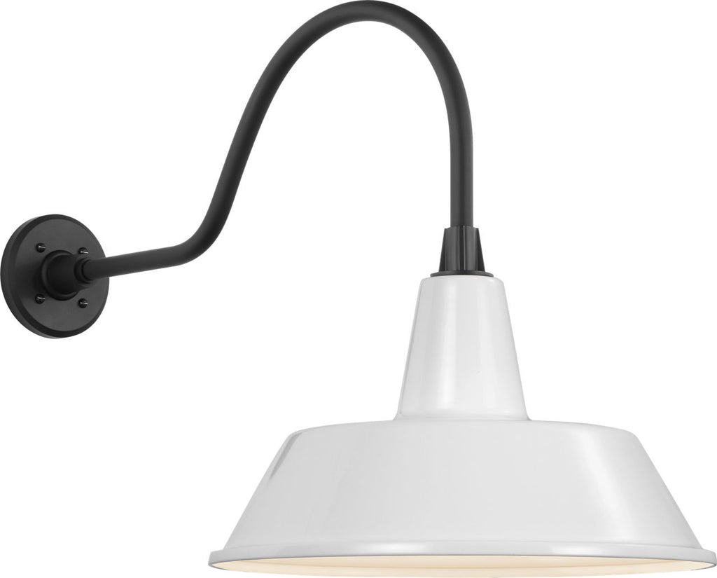 Academy 23" Flynn Barn Light | Matte Black | 16 | 16" White Bowers Shade