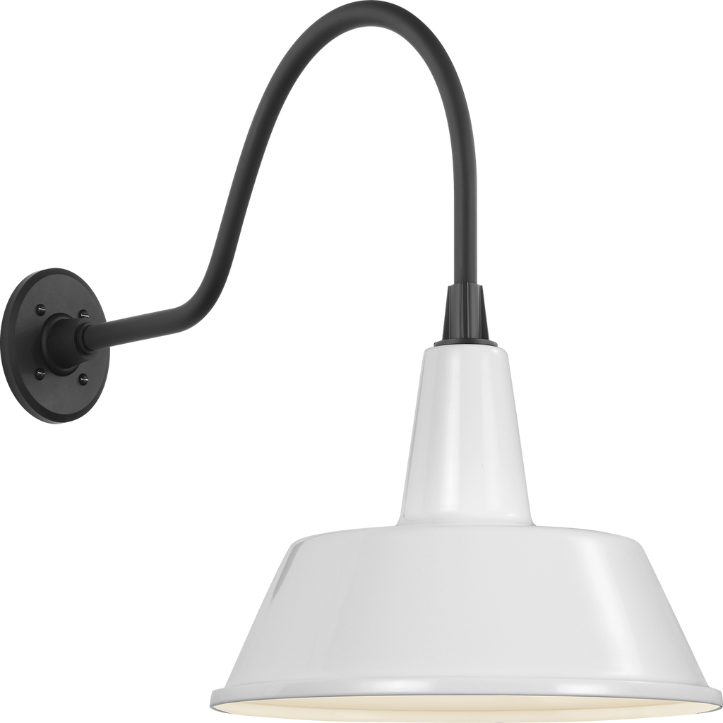 Academy 23" Flynn Barn Light | Matte Black | 16 | 16" White Bowers Shade